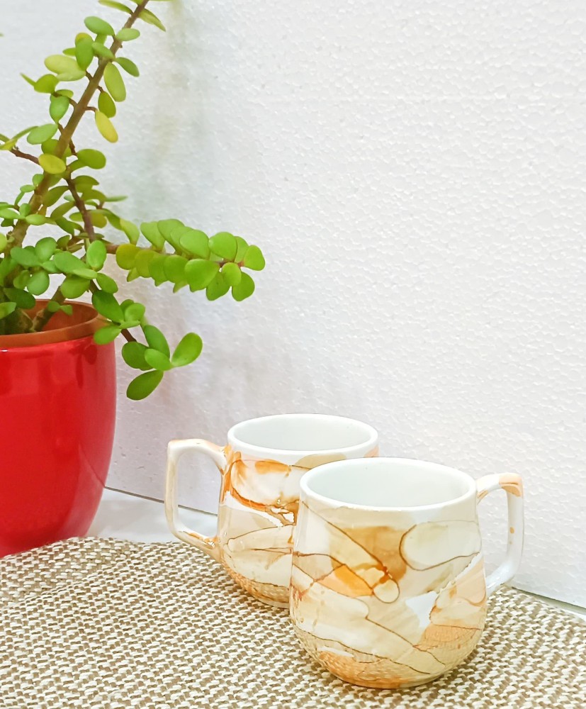 200ml Luxury Marble Ceramic Coffee Cups And Saucers Set With Gold