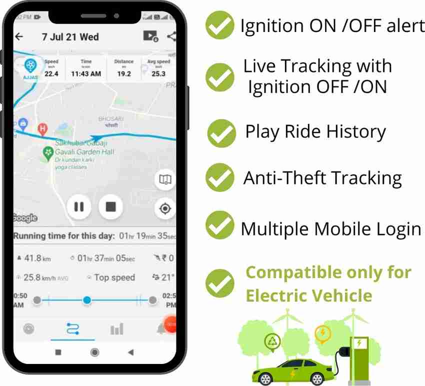 Ajjas Waterproof GPS tracker for Electric Bike or Car with 1 month