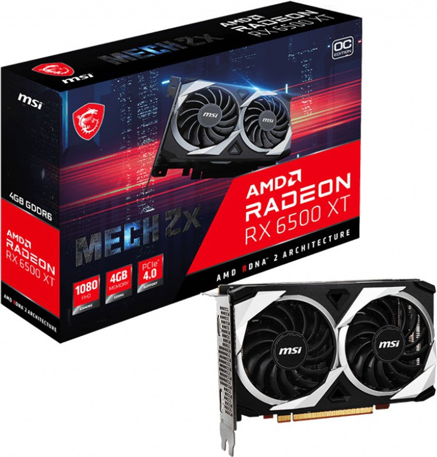 MSI AMD Radeon Radeon RX 6500 XT MECH 2X 4G OC 4 GB GDDR6 Graphics 