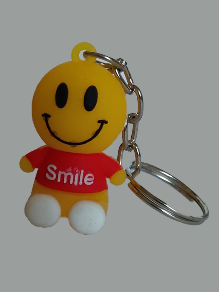 1pc Happy Face Keychain Golden Keyring, Bag Pendant Accessories, For Men