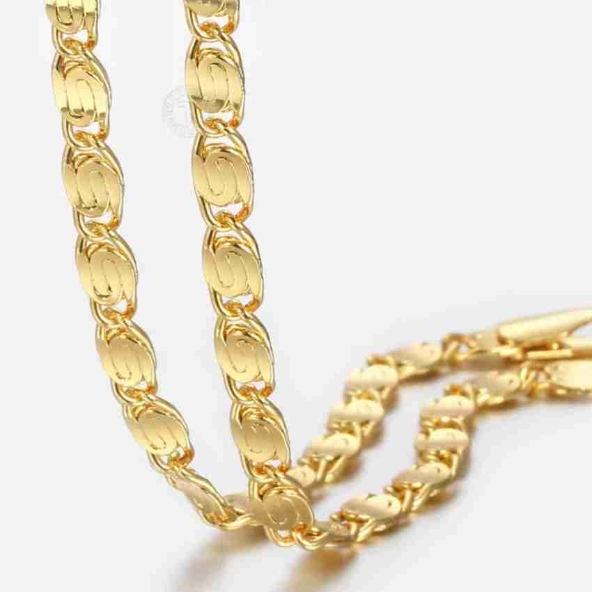 R JEWELS 100 Brass Gold Plated Neck Chain For Men Boys Gold