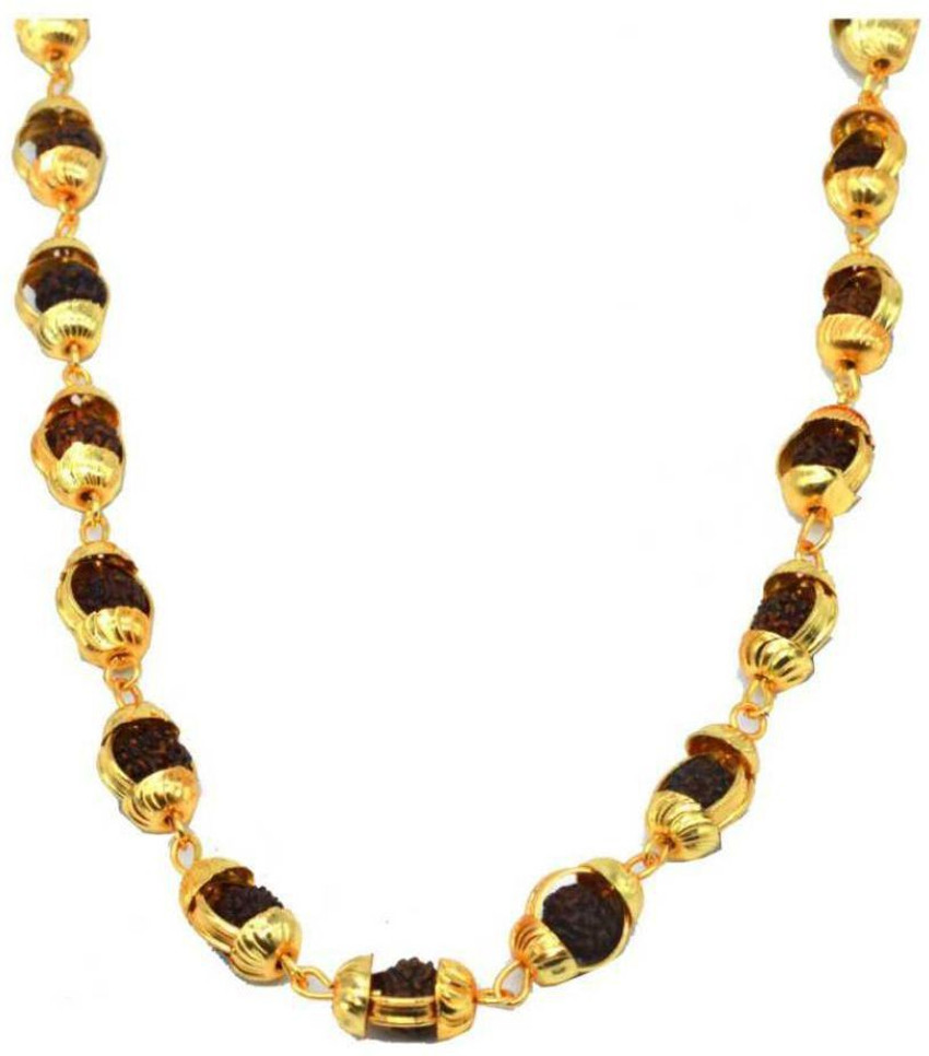 KGM Religious Golden Ring Cap Rudraksha mala 5mm 36 Beads Gold