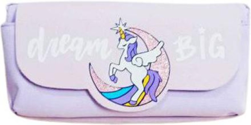 1pc Cute Cartoon Unicorn Purple Pencil Case, Multifunctional Magic