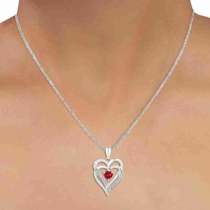 Lilu Jewels Love Heart Shaped Silver Pendant Necklace With 18