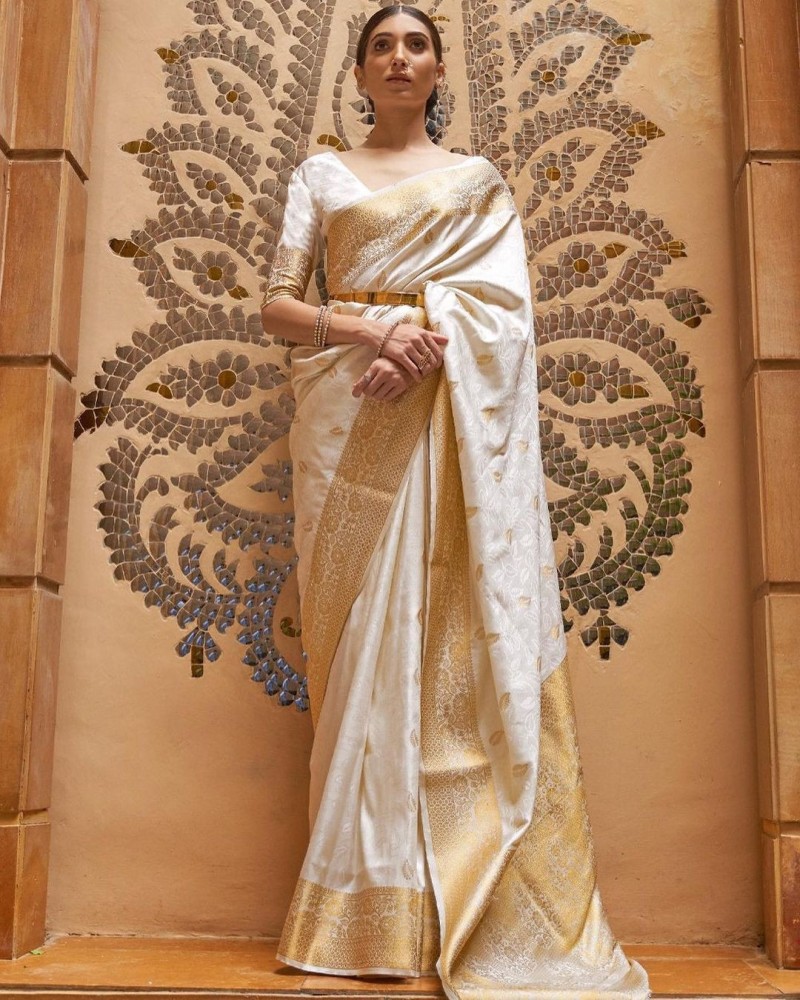Buy fospy Self Design Kasavu Cotton Silk Beige Sarees Online @ Best Price  In India | Flipkart.com