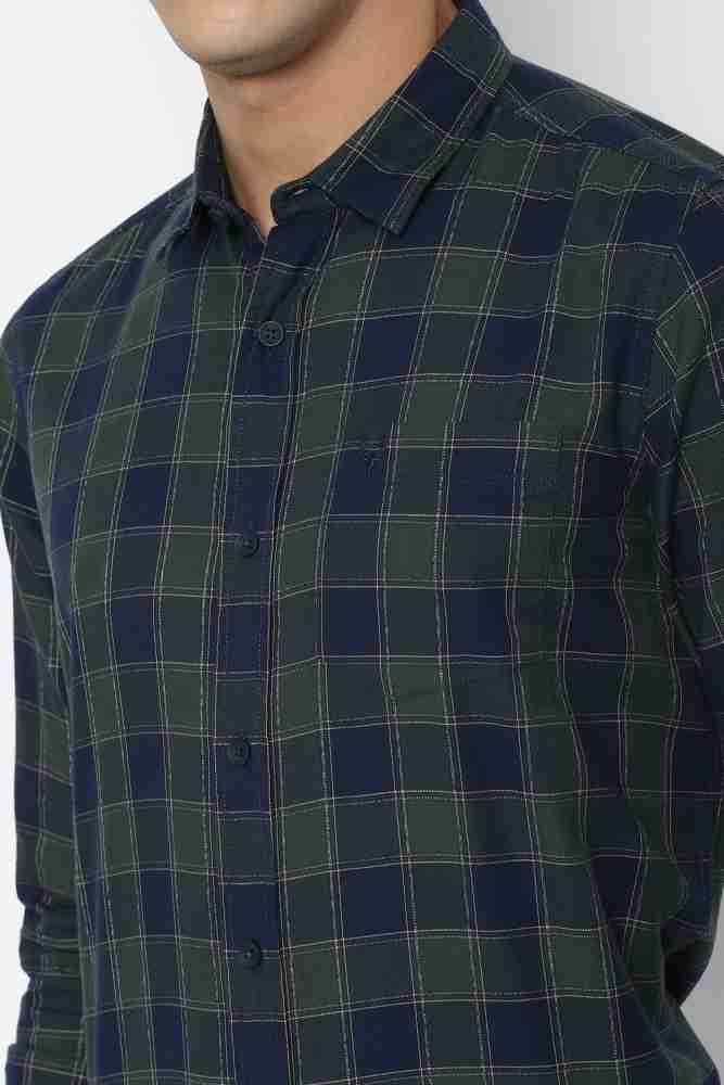 Allen Solly Men's Checkered Slim Fit Shirt (ASSFMMOPE56110_Blue 39