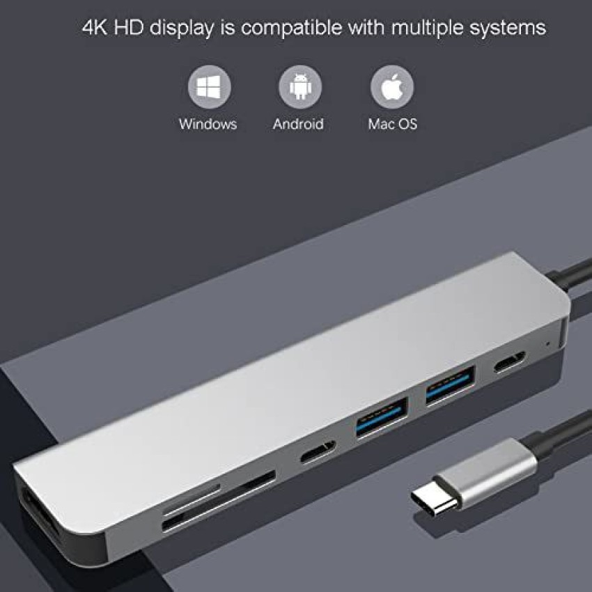 Urban Infotech 7 in 1 Type C Hub Multiport Adapter with 4K HDMI Port 2 USB-A  3.0 Ports SD/TF Card Reader USB 3.0 Port and PD Charging Port for Computer  Laptop MacBook