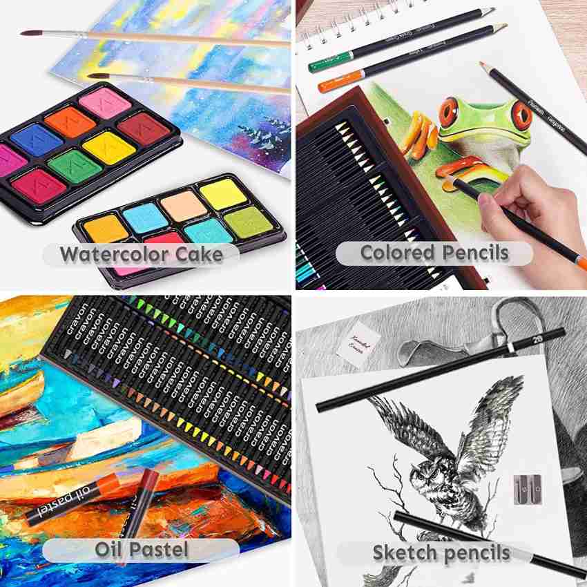 150 pc Art Kit Drawing Sketching Painting Set Colored Pencils Crayons  Pastels