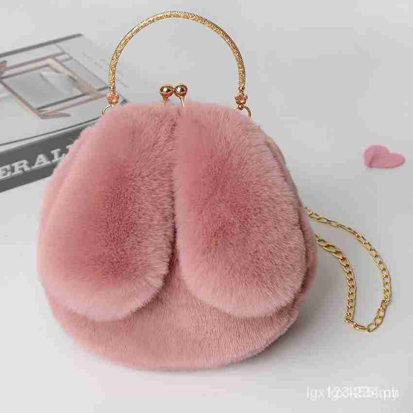 Flipkart Le Delite Cute Bunny Fur Crossbody Bag for Kids Girls Fashion Faux Fur Shoulder Sling Bag Multipurpose Bag Multipurpose Bag