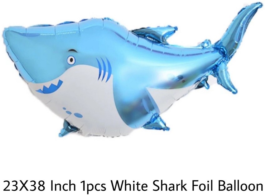 Party Decorz Printed White Shark Foil Balloon Big Size (23X38 Inch,1 pcs)  Ocean Animal Theme Birthday Balloon - Balloon 