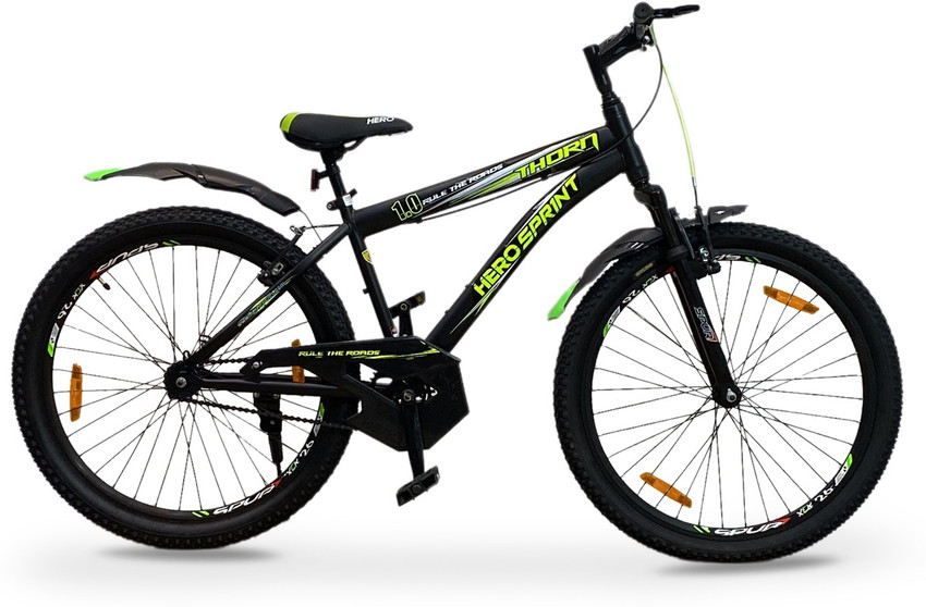 Hero sprint thorn 26 inches single speed shop front suspension bike for adults green & black