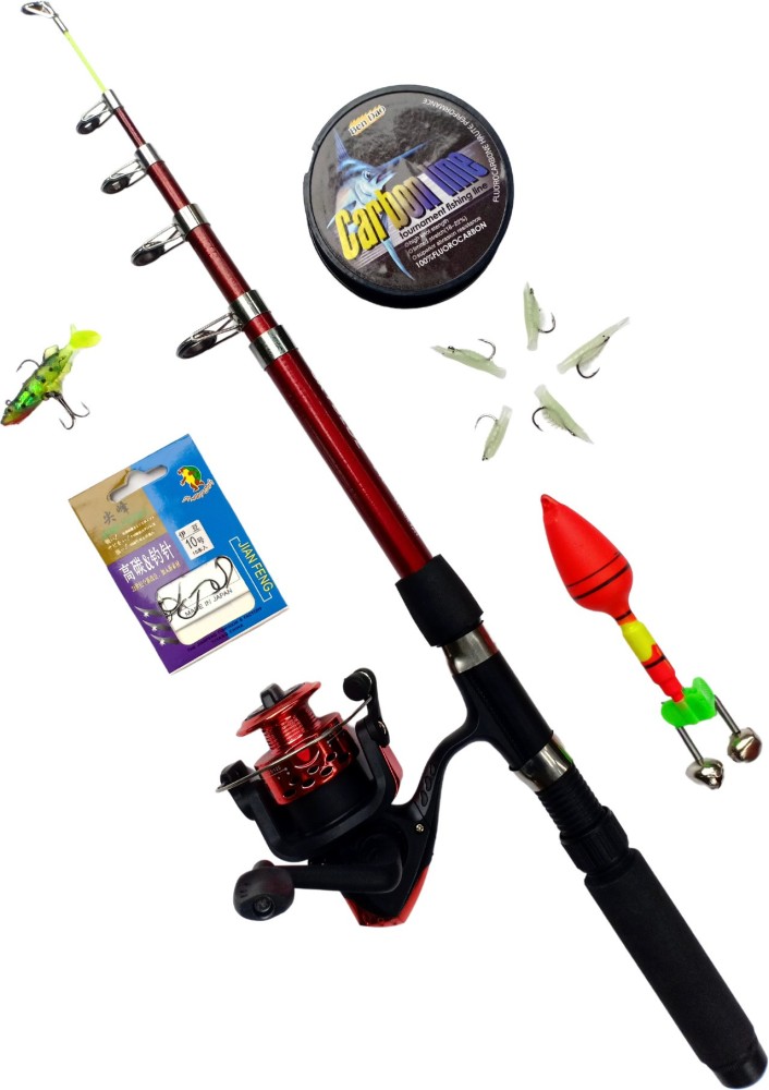 Abirs 2.1 meter Fishing rod and reel sfull set telescopic Red Fishing Rod  Price in India - Buy Abirs 2.1 meter Fishing rod and reel sfull set  telescopic Red Fishing Rod online