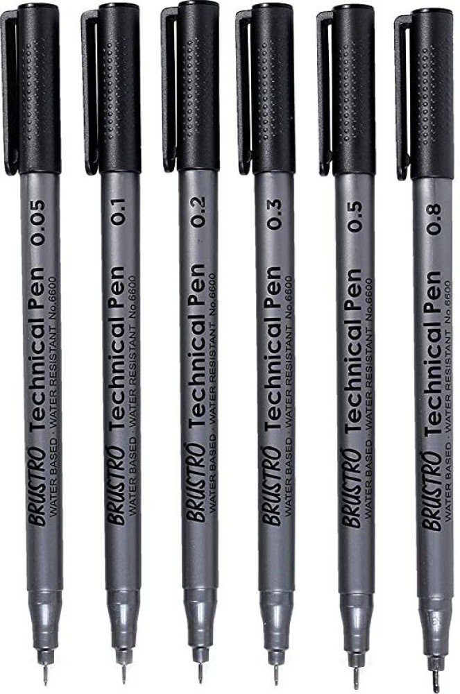 Brustro Technical Pen Black Assorted Set of 9 - Creative Hands