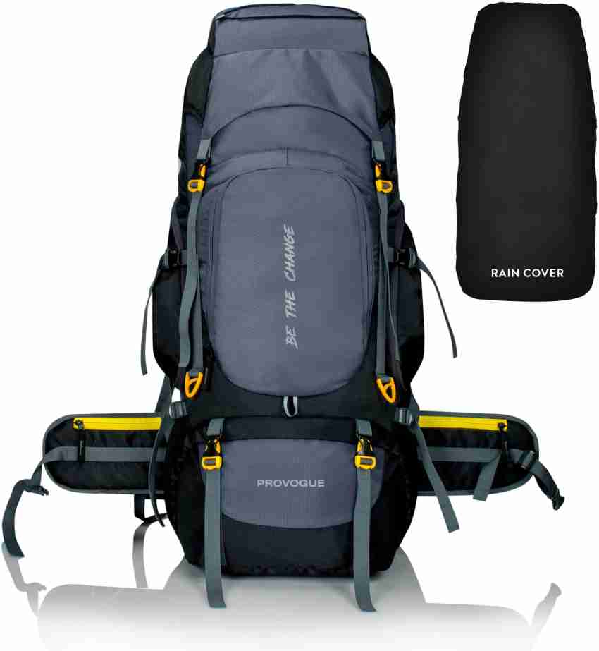 PROVOGUE Kyte 75 Ltr Trekking Bag Hiking Backpack Travel Backpack with Raincover Rucksack 75 L Black Grey Price in India Flipkart