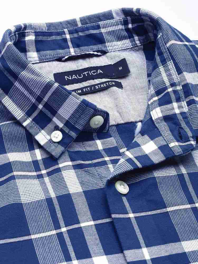 NAUTICA Mens Shirt Large Blue Check Cotton, Vintage & Second-Hand Clothing  Online