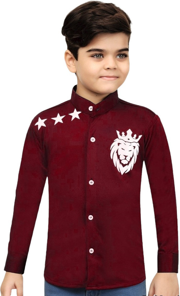 FOREVER YOUNG Boys Printed Casual Maroon Shirt Buy FOREVER YOUNG