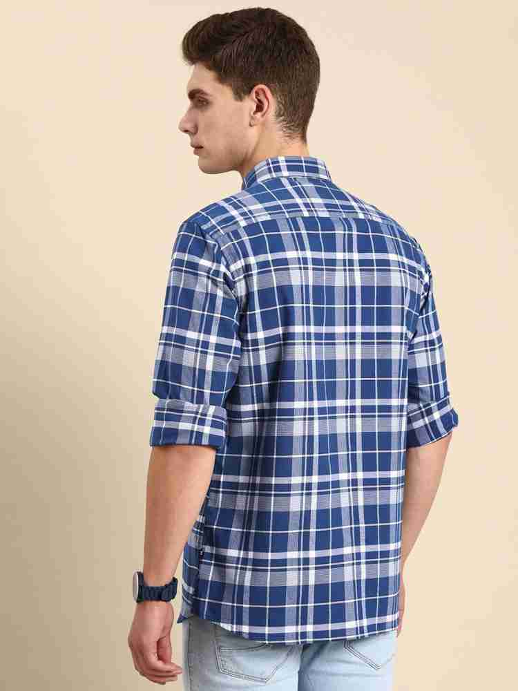 NAUTICA Men Checkered Casual Blue Shirt - Buy NAUTICA Men