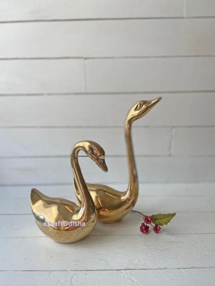 eCraftOdisha Small cute golden brass swan/ duck showpiece pair for home  decor . Decorative Showpiece - 9 cm Price in India - Buy eCraftOdisha Small  cute golden brass swan/ duck showpiece pair