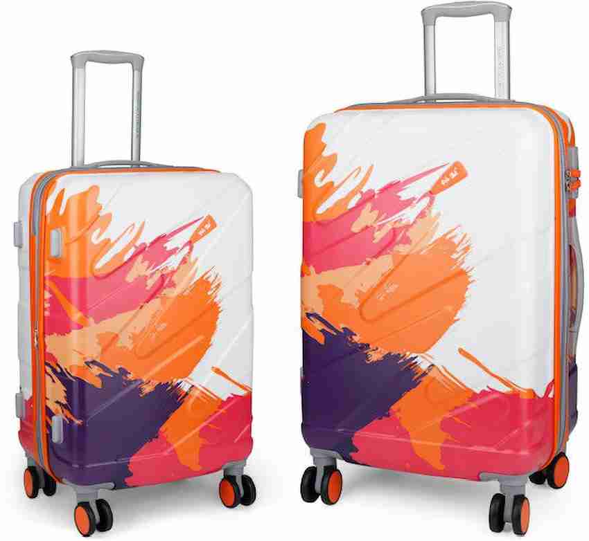 Polo Club USA The Innovative and Creative SKY TRACK 2 Piece Trolley Bag Expandable Cabin Check in Set 4 Wheels 24 inch Orange Price in India Flipkart
