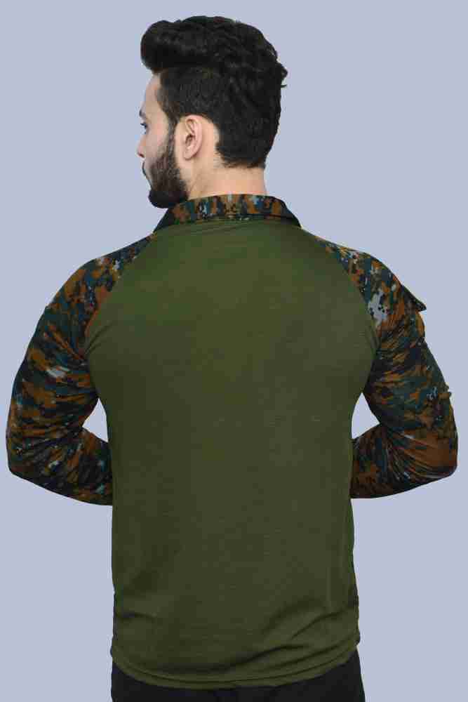 AZYXREN Military Camouflage Men Polo Neck Multicolor T-Shirt