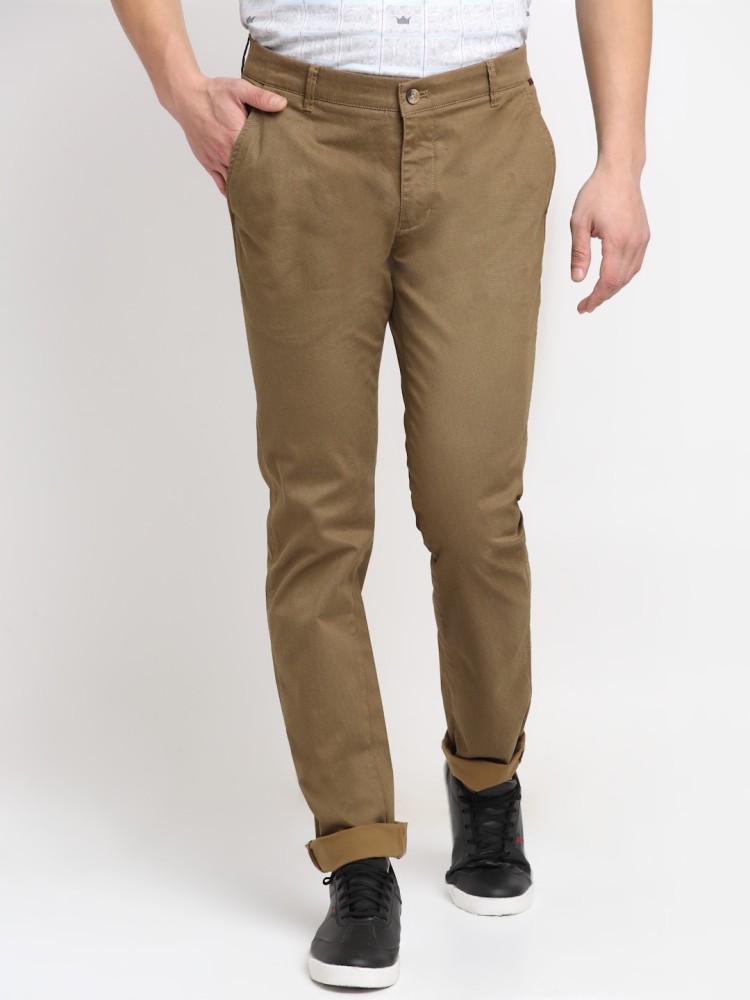 Cantabil Men Khaki Cotton Regular Fit Casual Trouser