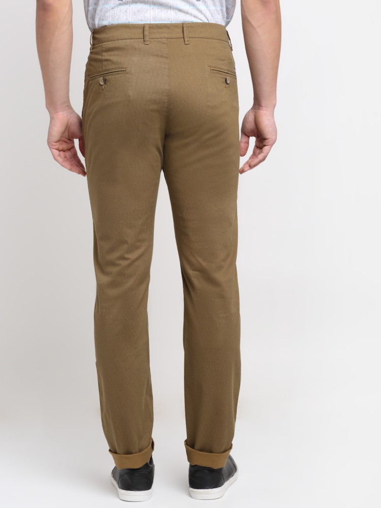 Cantabil Men Khaki Cotton Regular Fit Casual Trouser