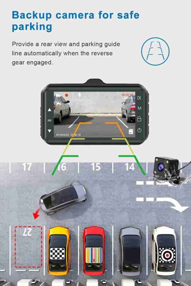 Buy AUSHA Full HD Dash cam for Car with Front, Inside and Rear