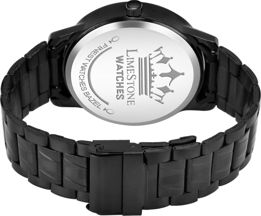 LIMESTONE All Black Day Date Functioning Long Life Black Plated