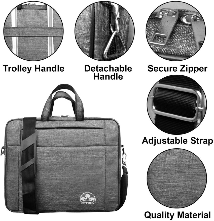 VEGAN 14inch Khadi Cotton Laptop Bag For Men and Women 4 L Trolley