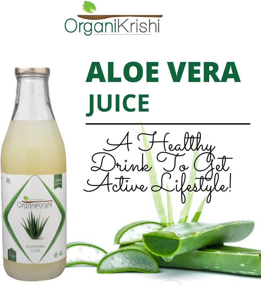 OrganiKrishi Organic Aloe Vera Juice with Fibre 100 Pure 1L Pack of 2 Price in India Buy OrganiKrishi Organic Aloe Vera Juice with Fibre 100 Pure 1L Pack of 2 online at Flipkart