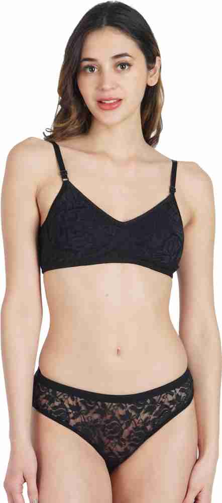 Net Floral Gowon Beauty Black Padded Bra Panty Set at Rs 150/set in New  Delhi