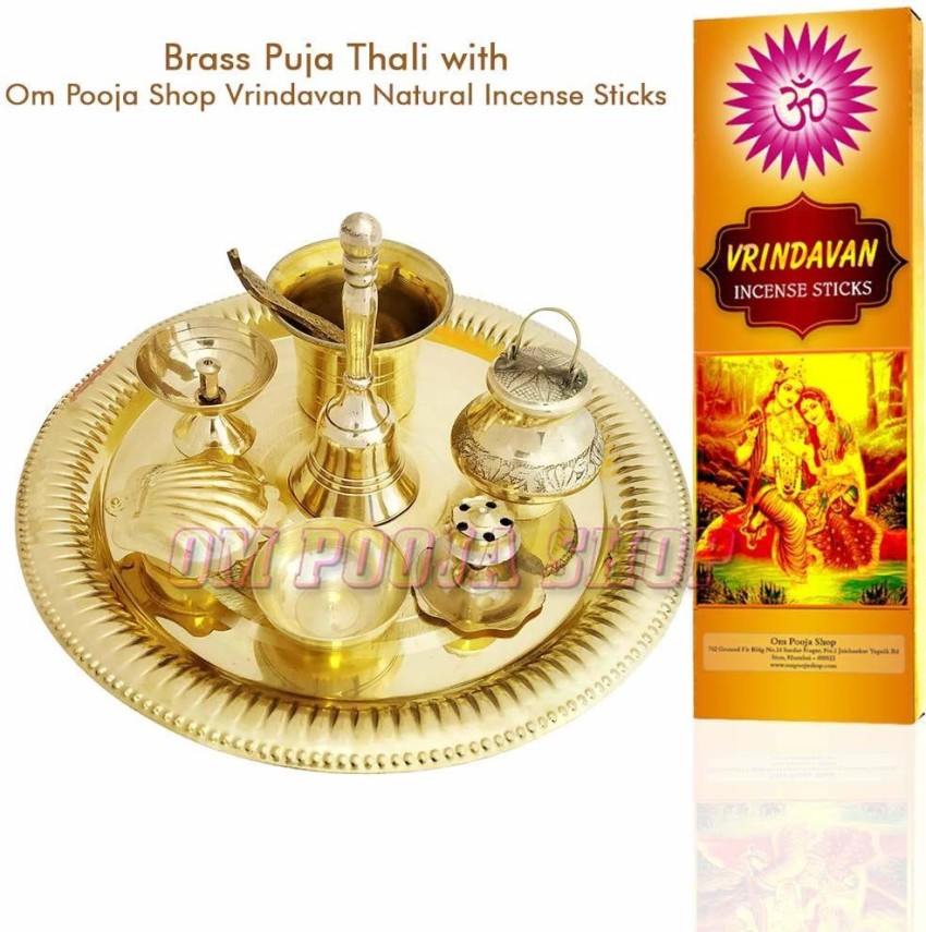 Om Pooja Shop Puja Thali in brass Brass Price in India - Buy Om Pooja Shop Puja  Thali in brass Brass online at