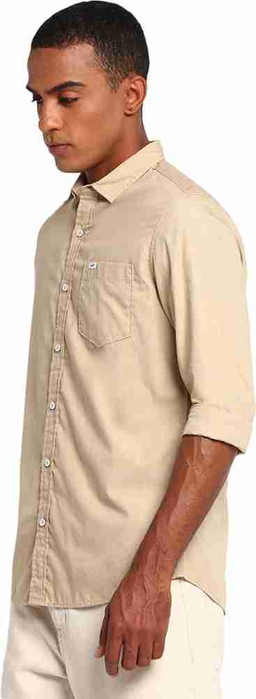 LEE Men Solid Casual Beige Shirt - Buy LEE Men Solid Casual Beige Shirt  Online at Best Prices in India