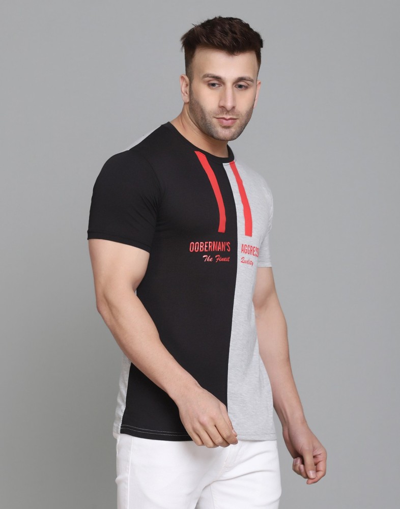 Revolvar Striped Men Round Neck Black, Grey T-Shirt - Buy Revolvar Striped  Men Round Neck Black, Grey T-Shirt Online at Best Prices in India