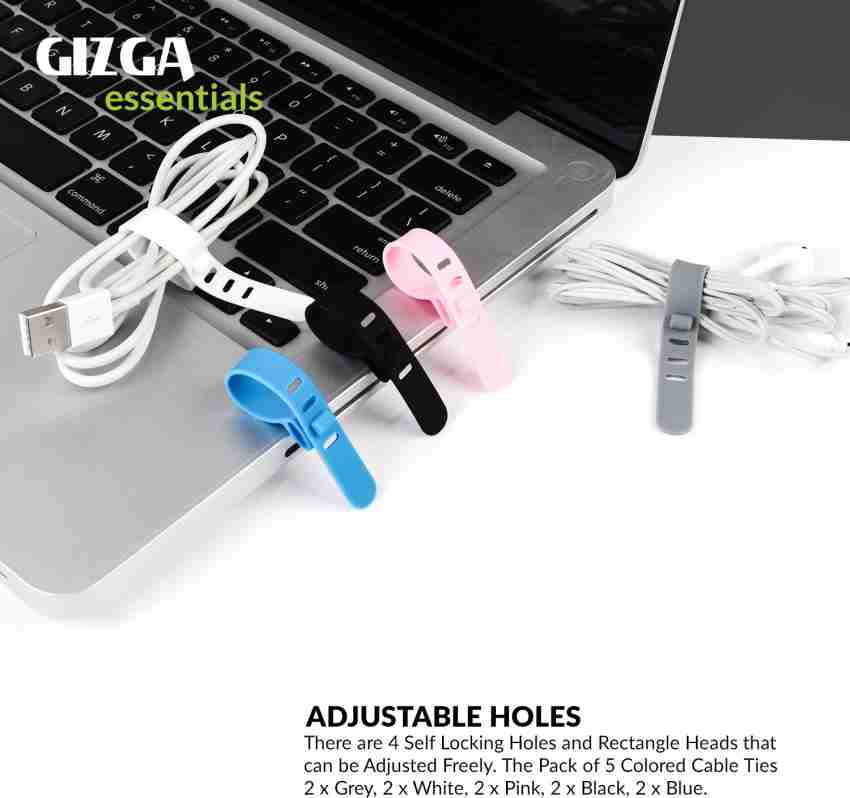 Gizga Essentials Reusable Silicone Hook Loop Cable Ties, Flexible Cord  Organizer Management Straps Fastener, 4 Self Locking Holes, Rectangle Head  for Home, Office (Colorful/ 3.5-Inch/ Set of 10) - Price History