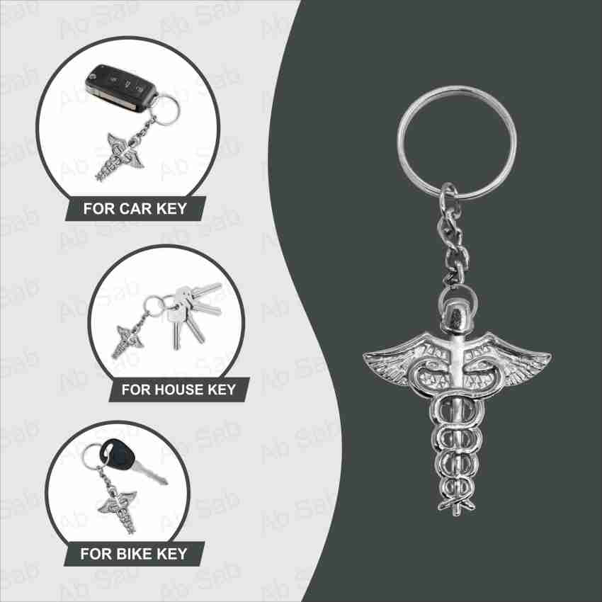 Doctor Nurse Keychain For Men, Stethoscope Syringe Medical Symbol