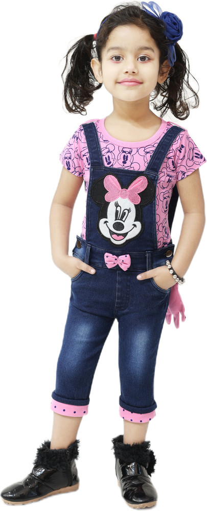 Lemon Fashion Dungaree For Girls Casual Printed Applique Denim