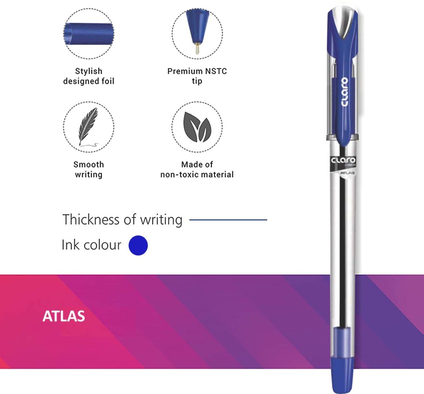 Atlas Cool - Multicolor Ballpoint Pens 5 Color Pen Pack for Office &  Students