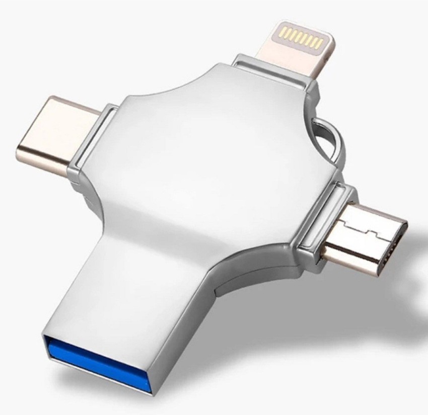 4 in 1 USB Flash Drive 64 Go - USB 3.0, type C, Lightning, micro USB