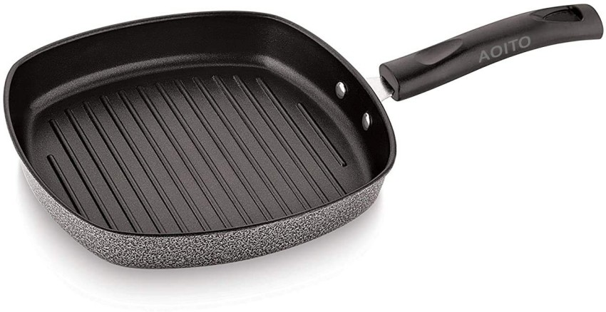 Basics Non-Stick Grill Pan (Induction and Gas Compatible), 28 cm,  Aluminium, Black