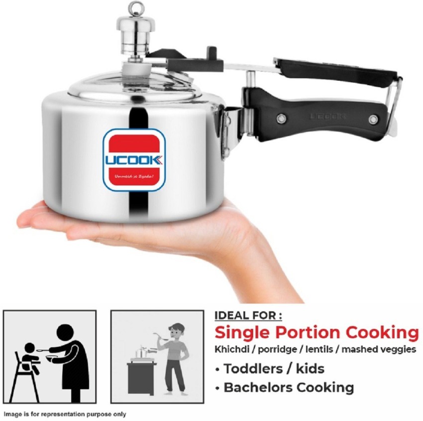 UCOOK By United Ekta Engg. Chhotu 1 ltr Aluminium inner lid Presser cooker 1 L Inner Lid Induction Bottom Pressure Cooker