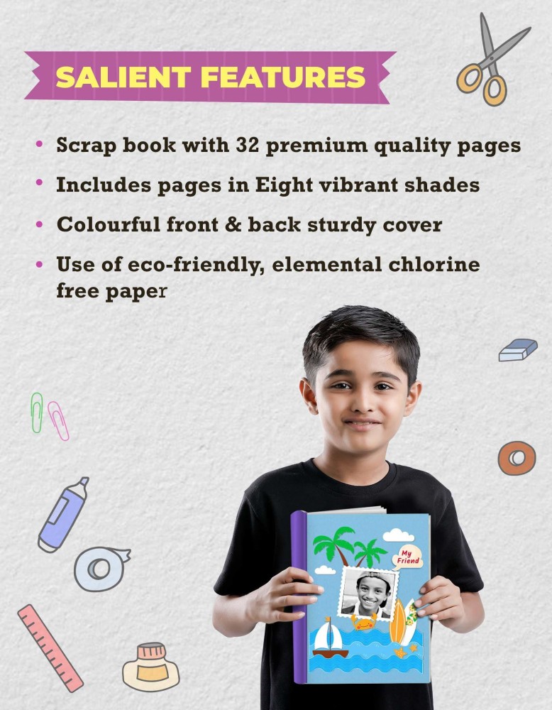 Preha The Smart Choice Scrapbooks for Kids | A4 Size Scrapbook | 20 Pages |  Colorful Scrapbook Paper for Birthday, School | Set of 2 Scrapbooking
