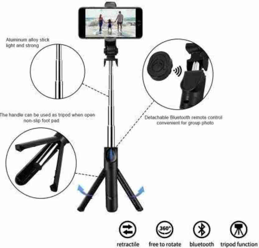 Buy Selfie Stick XT-02 with Detachable Wireless Remote , 3 in 1 Function  Sturdy Tripod Stand and Mobile Stand Bluetooth Selfie Stick Compatible with  iPhone/OnePlus/Samsung/Oppo/Vivo/and All Phones(WHITE) Online at Best  Prices in