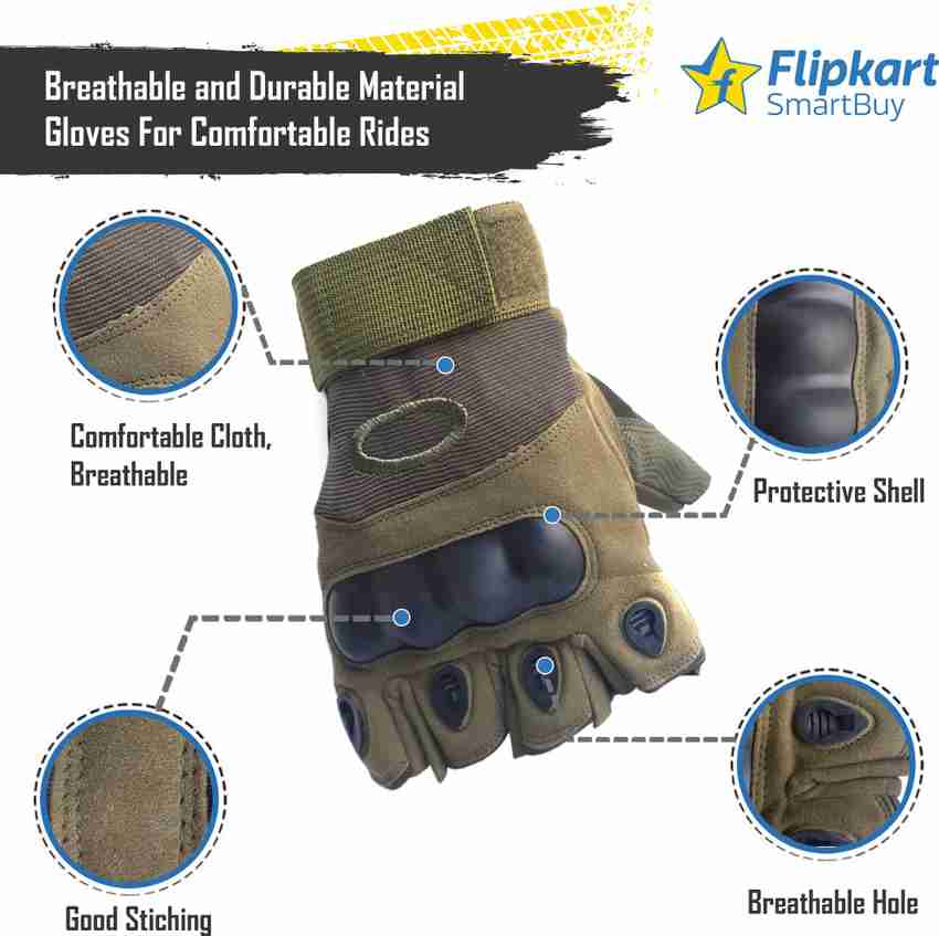 Flipkart SmartBuy High Quality Hard Knuckle Half Finger Glove Army