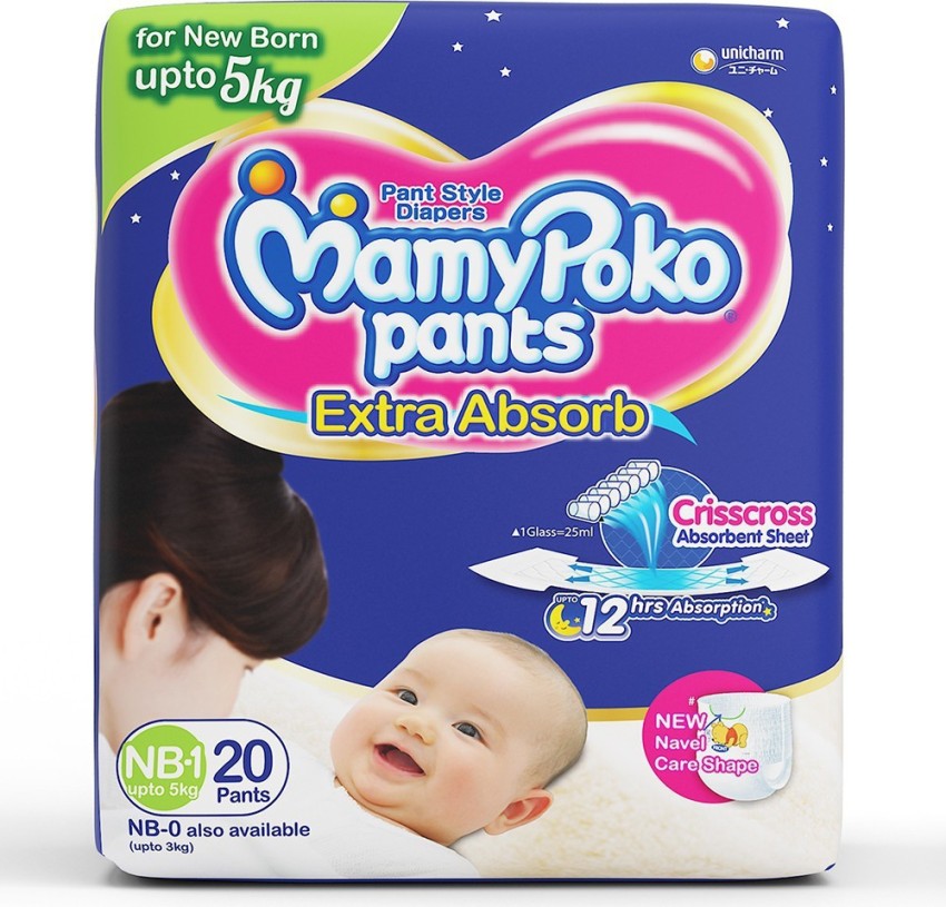 Buy MamyPoko Pants Extra Absorb Baby Diapers New Born Upto 5 kg 66  Count Online at Low Prices in India  Amazonin