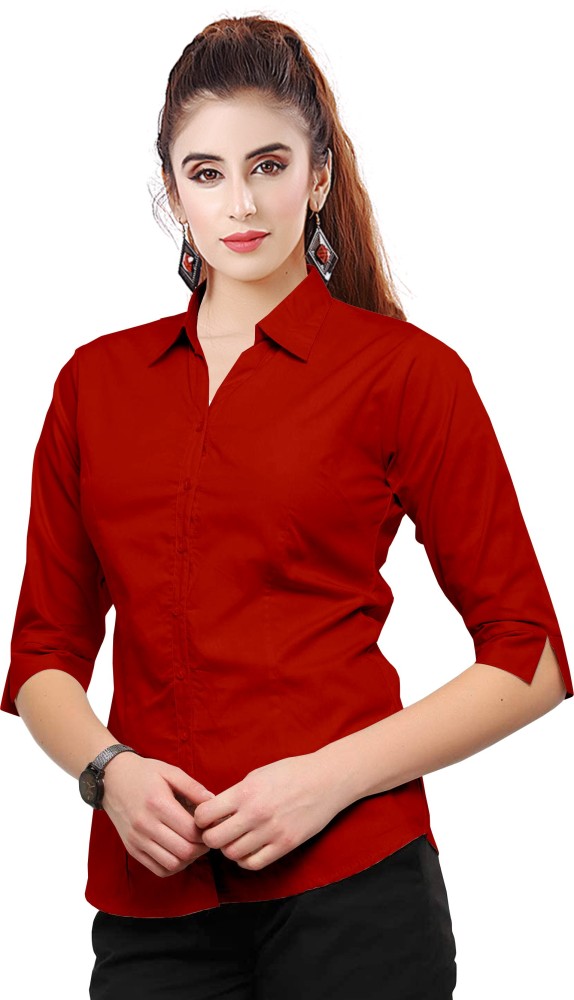 red formal shirt for ladies