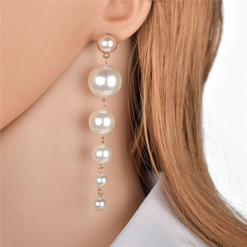Flipkart Buy Creeknest Stylish Long Round White Pearl Gold Earrings For Women Girls Stud Earring Pearl Alloy Brass Drops Danglers Online at Best Prices in India