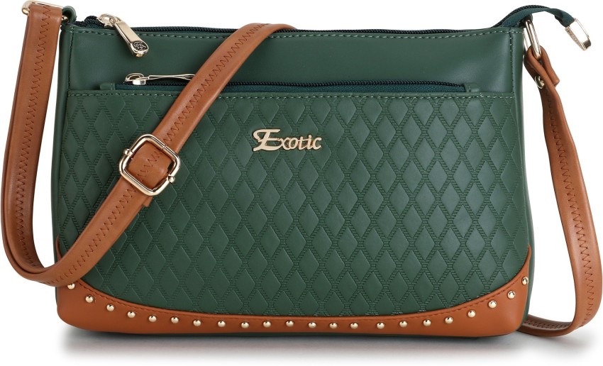 Exotic Green Sling Bag Studded Sling bag Green Price in India Flipkart