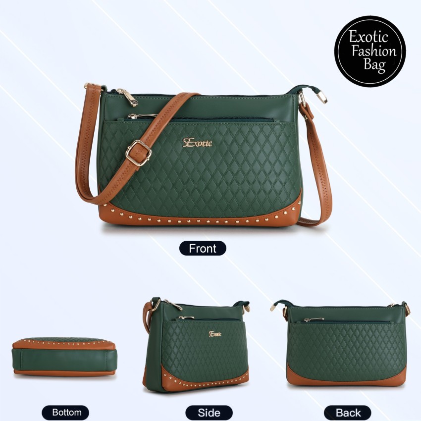 Exotic Green Sling Bag Studded Sling bag Green Price in India