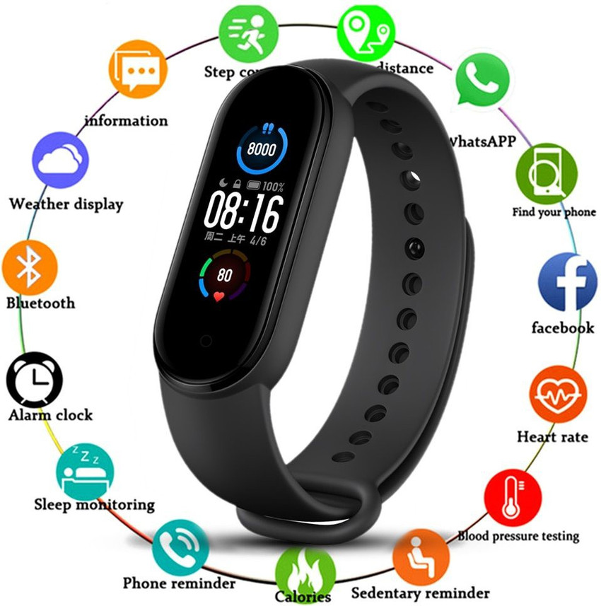 Kdu M5 band Smart watch for both male and female Black Price in